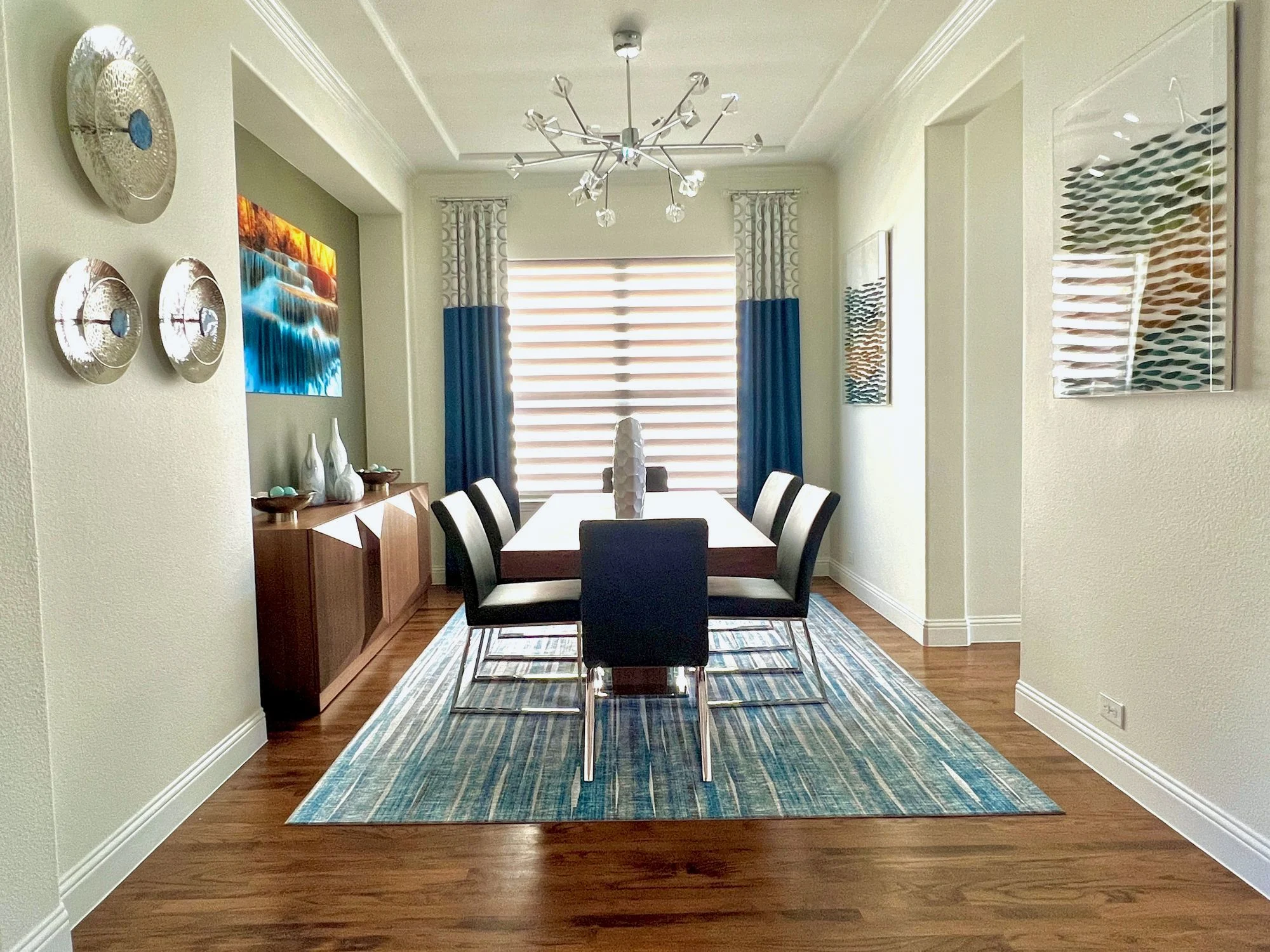 Blue Tranquility — dining design by CoziZone in Frisco, TX