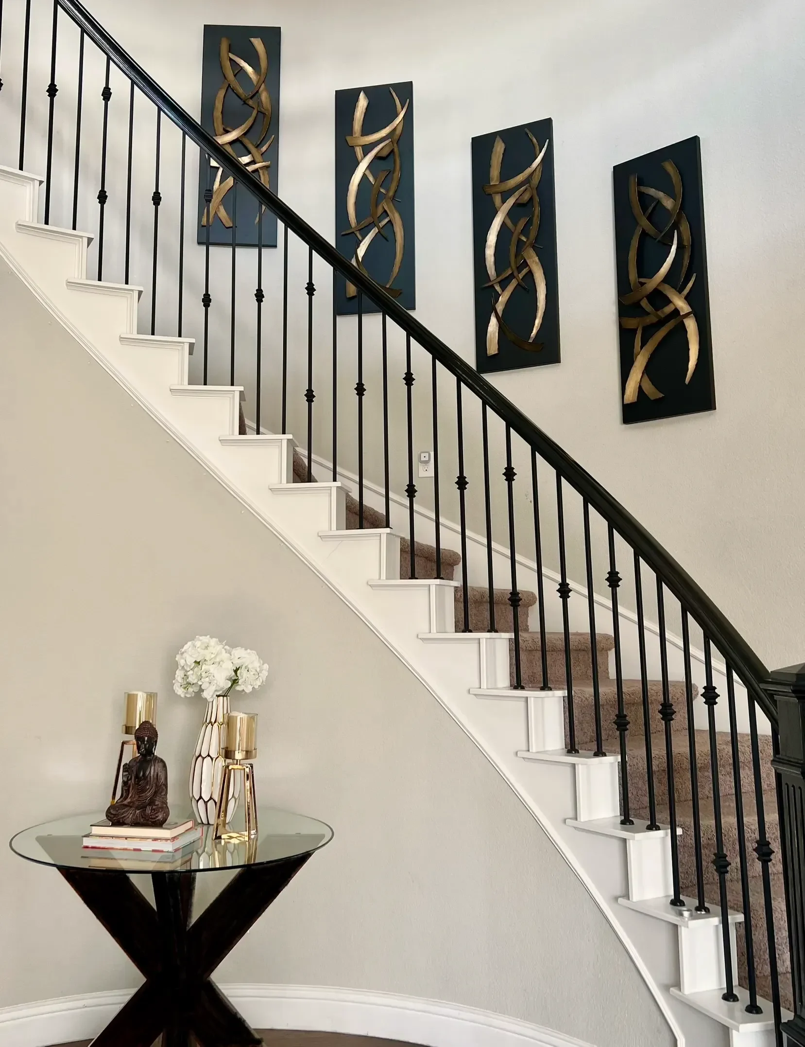 Urban Oasis — entry & stair design by CoziZone in Frisco, TX